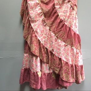 Sari silk Bohemian ruffle wrap skirt NWOT